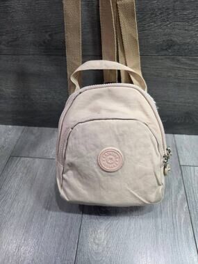 Fashion Backpack Bag small beige Monkey Keychain B000777